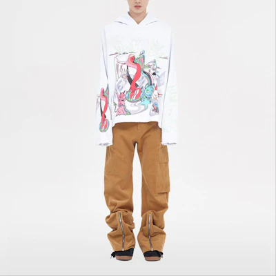 WE11DONE Oversized Sweatshirt Lengan Panjang Grafis Kartun - Putih WD-TH3-23-772-U-WH Shop WE11DONE Oversized Sweatshirt Lengan Panjang Grafis Kartun - Putih WD-TH3-23-772-U-WH