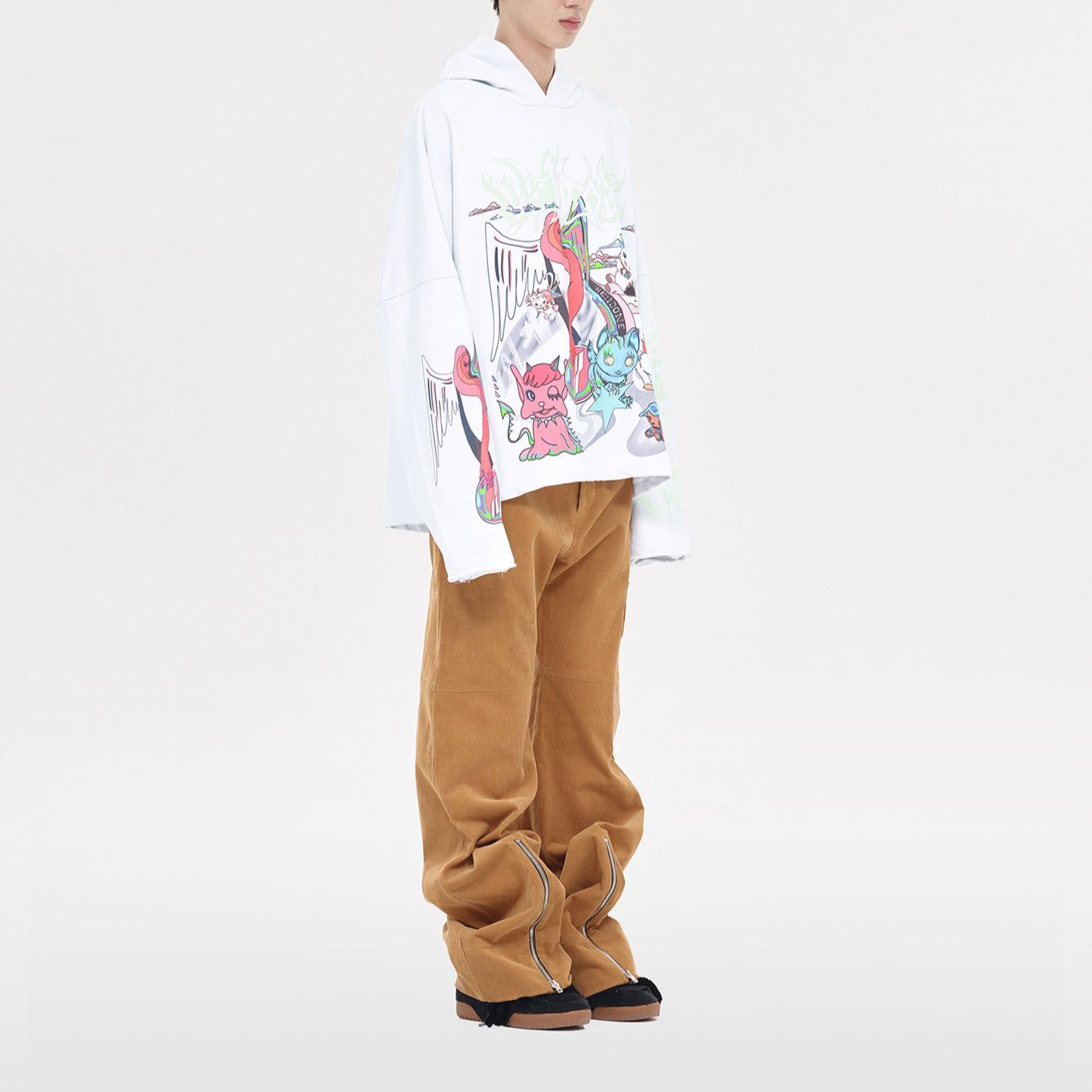 WE11DONE  Oversized Cartoon Graphic Print Long Sleeve Sweatshirt - White WD-TH3-23-772-U-WH 圖 6