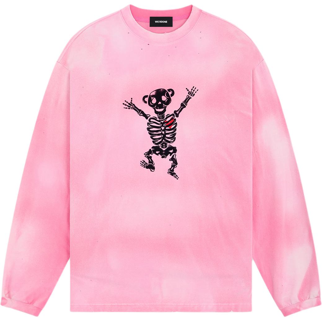 WE11DONE  Pink Teddy Bear Ribbed Knit Long-Sleeve Sweatshirt WD-TT1-24-863-U-PK