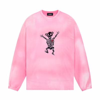 WE11DONE Pink Teddy Bear Ribbed Knit Long-Sleeve Sweatshirt WD-TT1-24-863-U-PK