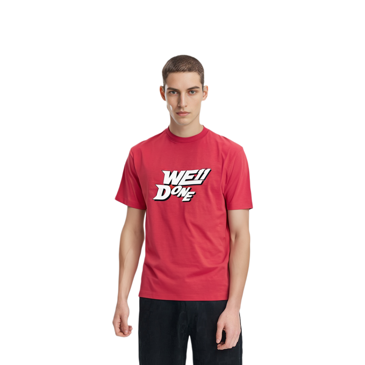 WE11DONE  Solid Color Logo Print Crewneck T-Shirt Short Sleeve TT1-22-630-U-RD 圖 3