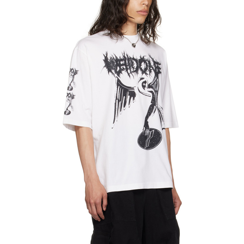 WE11DONE  White Crewneck Graphic Print Short Sleeve T-Shirt WD-TT3-23-783-U-WH 圖 3