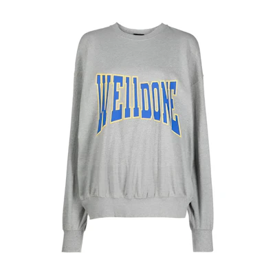 WE11DONE Asymmetric Logo Print Long Sleeve Sweatshirt Unisex Light Grey WD-TS3-22-799-U-MG