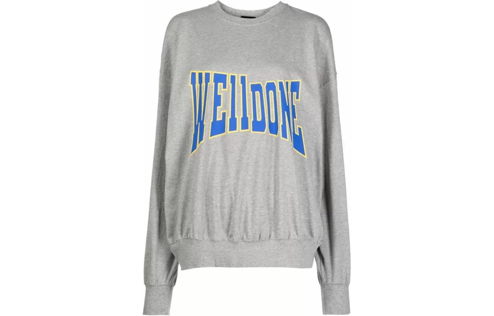 Order WE11DONE 不对称logo印花长袖卫衣 男女同款 浅灰色 WD-TS3-22-799-U-MG