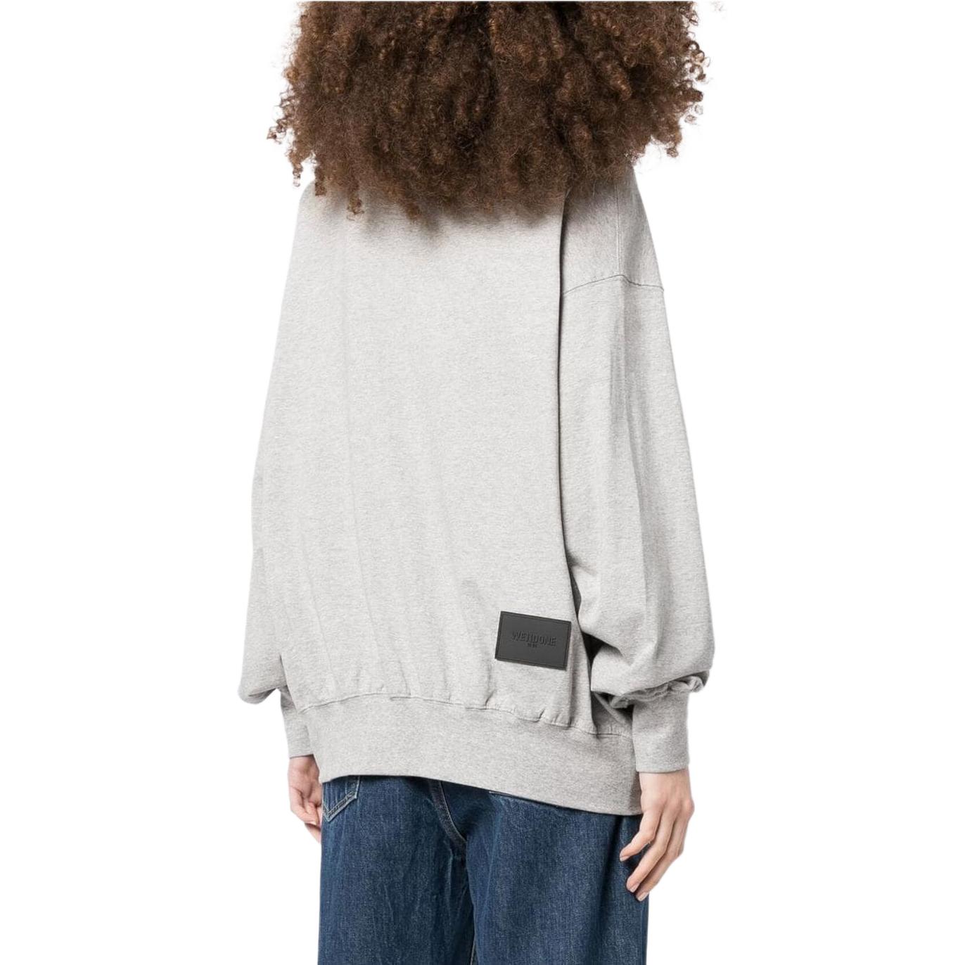 Shop WE11DONE 不对称logo印花长袖卫衣 男女同款 浅灰色 WD-TS3-22-799-U-MG