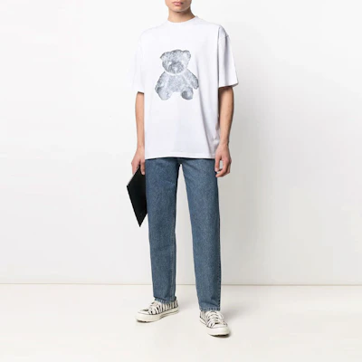 WE11DONE 熊熊項鍊反光圖案中性短袖T恤 WD-TT9-20-117-U-WH Shop WE11DONE 熊熊項鍊反光圖案中性短袖T恤 WD-TT9-20-117-U-WH