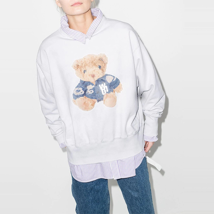 WE11DONE Bear Print Crewneck Unisex Long Sleeve Sweatshirt White. WD-TS9-20-130-U-WH 圖 3