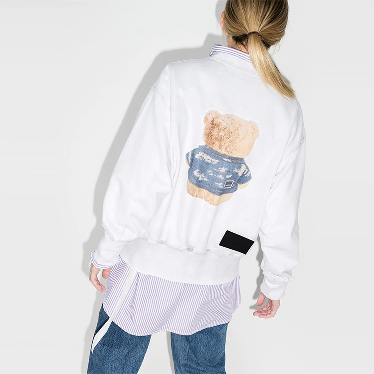 WE11DONE Bear Print Crewneck Unisex Long Sleeve Sweatshirt White. WD-TS9-20-130-U-WH 圖 4