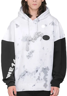 WE11DONE Black & White Tie-Dye Logo Sweatshirt Unisex - White WD-TH9-20-128-U-WH Order WE11DONE Black & White Tie-Dye Logo Sweatshirt Unisex - White WD-TH9-20-128-U-WH