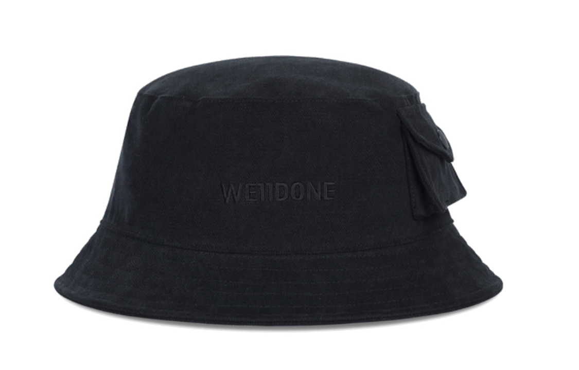 WE11DONE Black Bucket Hat with Tonal Logo Embroidery Unisex Couple Style. WDAH323452UBK