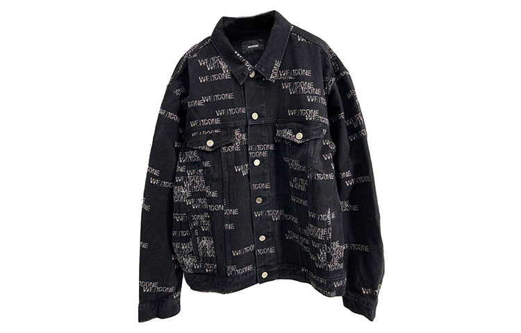WE11DONE Black Denim Jacket with All-Over Irregular Letter Print Unisex WD-DJ6-20-061-U-BK 圖 2