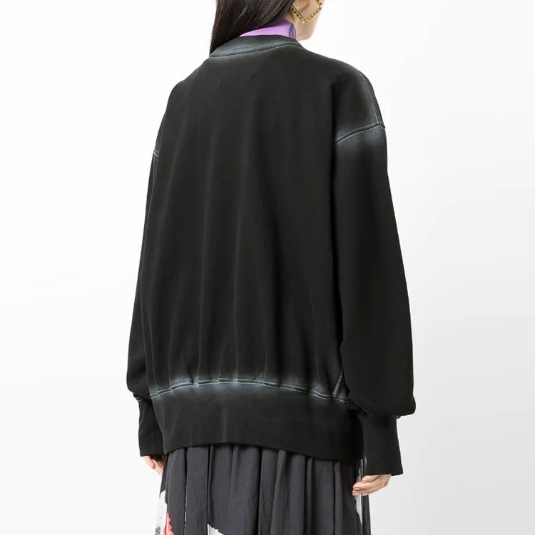 WE11DONE Black Grey Washed Logo Print Studded Pullover Sweatshirt Unisex. WD-TS3-21-593-U-BW 圖 5