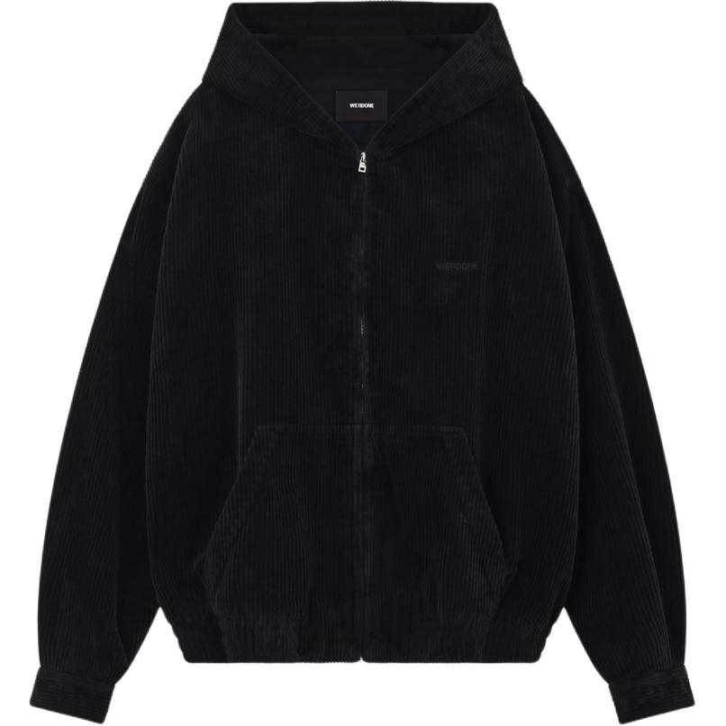 WE11DONE Black Hoodie Zip-Up Jacket with Logo Embroidery WD-JP2-24-083-M-BK