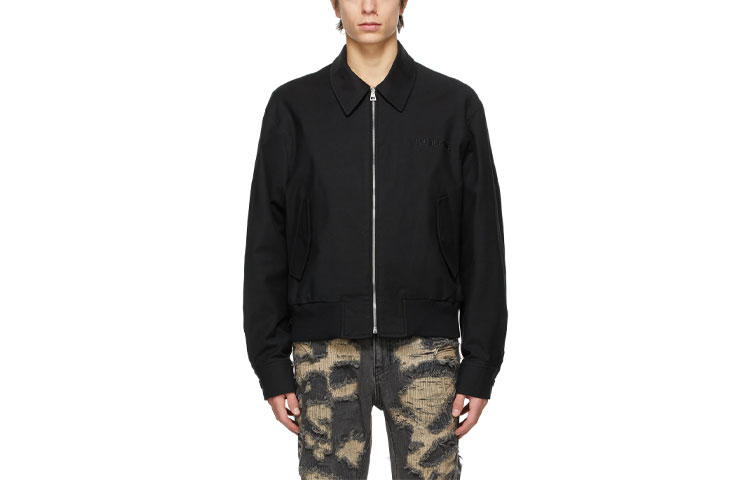 WE11DONE Black Logo Embroidered Collared Slim Fit Jacket WD-JP9-20-104-M-BK