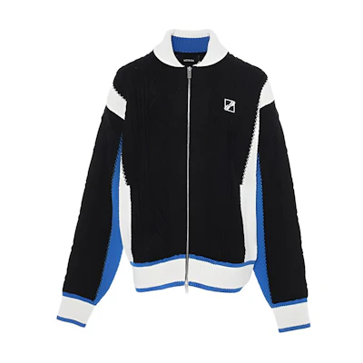 WE11DONE Black Logo Jacquard Contrast Jacket Unisex WD-KJ1-21-627-U-BL