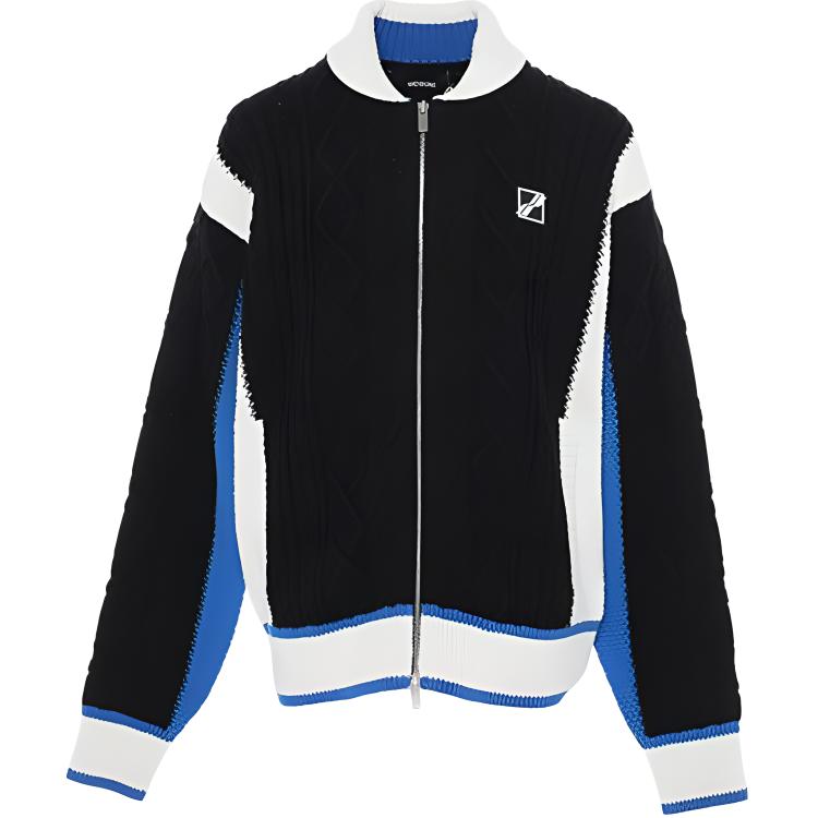 WE11DONE Black Logo Jacquard Contrast Jacket Unisex WD-KJ1-21-627-U-BL 圖 2