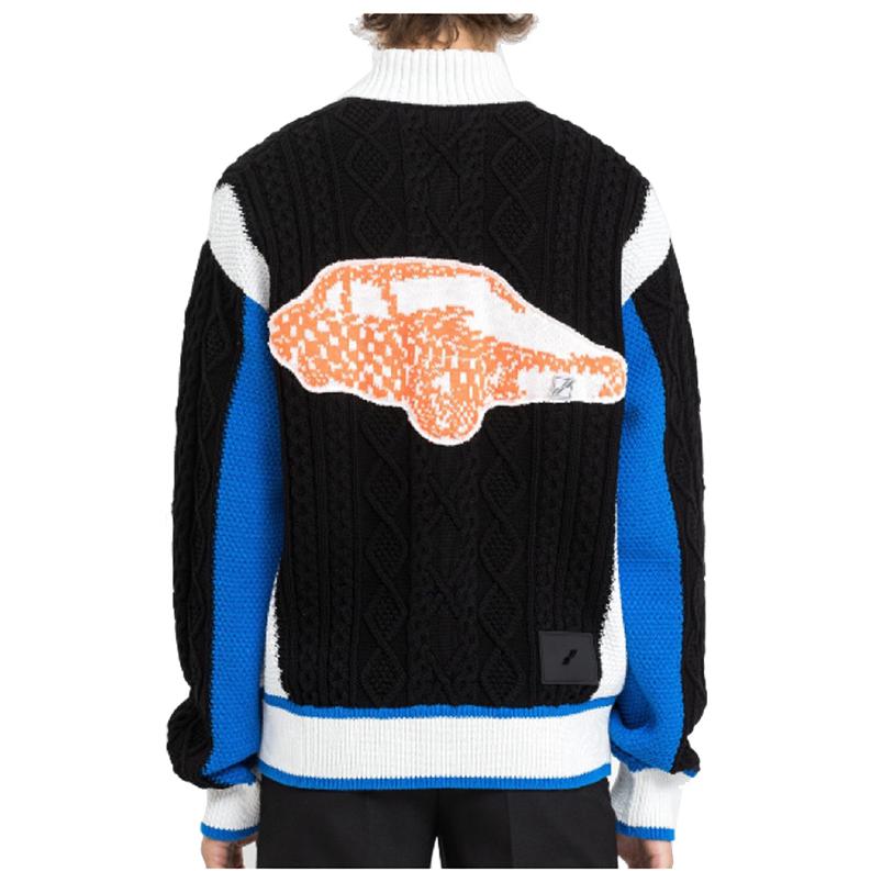 WE11DONE Black Logo Jacquard Contrast Jacket Unisex WD-KJ1-21-627-U-BL 圖 5