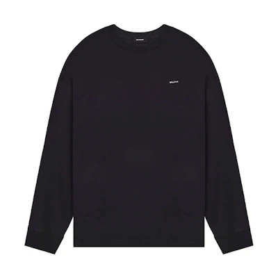 WE11DONE Black Long Sleeve Tee with Metal Logo and Back Print Unisex. WD-TT1-22-703-U-BK