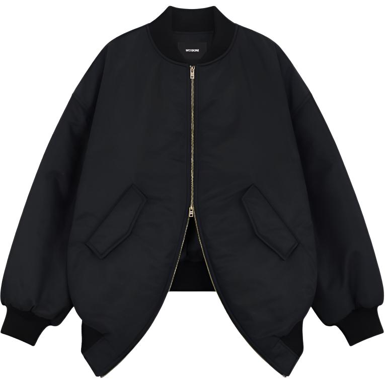 WE11DONE Black Loose-Fit Zip-Up High Neck Jacket WD-JP2-24-088-U-BK