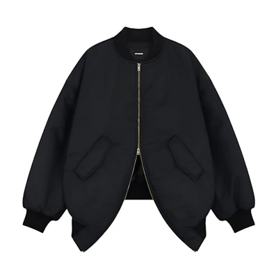 WE11DONE Black Loose-Fit Zip-Up High Neck Jacket WD-JP2-24-088-U-BK