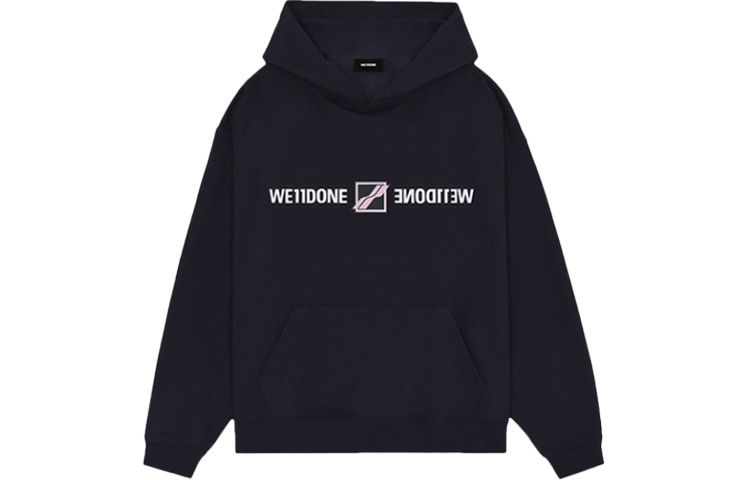 WE11DONE Black Oversized Mirror Logo Print Pullover Sweatshirt Unisex. WD-TH3-21-564-U-BK