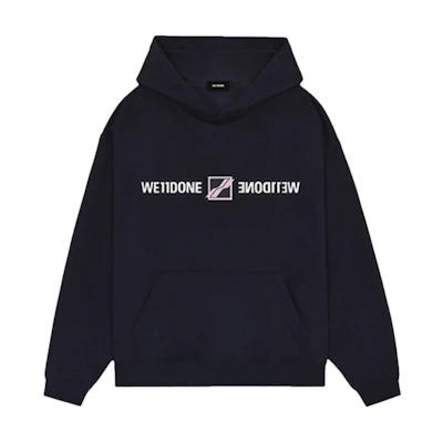 WE11DONE Black Oversized Mirror Logo Print Pullover Sweatshirt Unisex. WD-TH3-21-564-U-BK