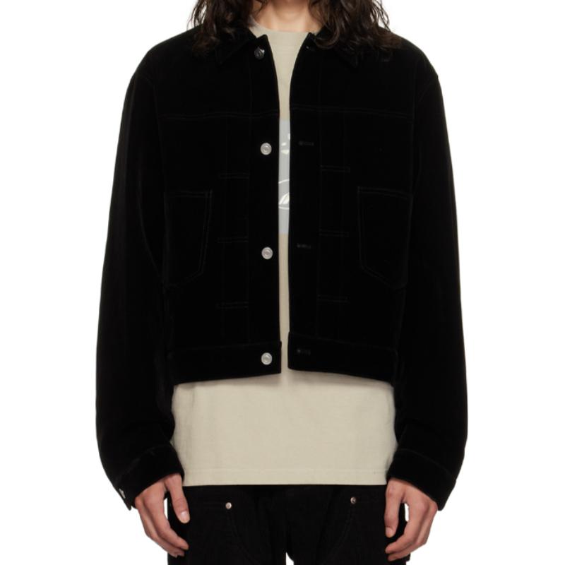 WE11DONE Black Single-Breasted Baseball Collar Jacket WD-JK3-23-041-M-BK