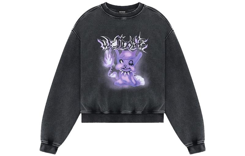 WE11DONE Black Unisex Printed Logo Crewneck Pullover Sweatshirt Long Sleeve WD-TS3-23-804-U