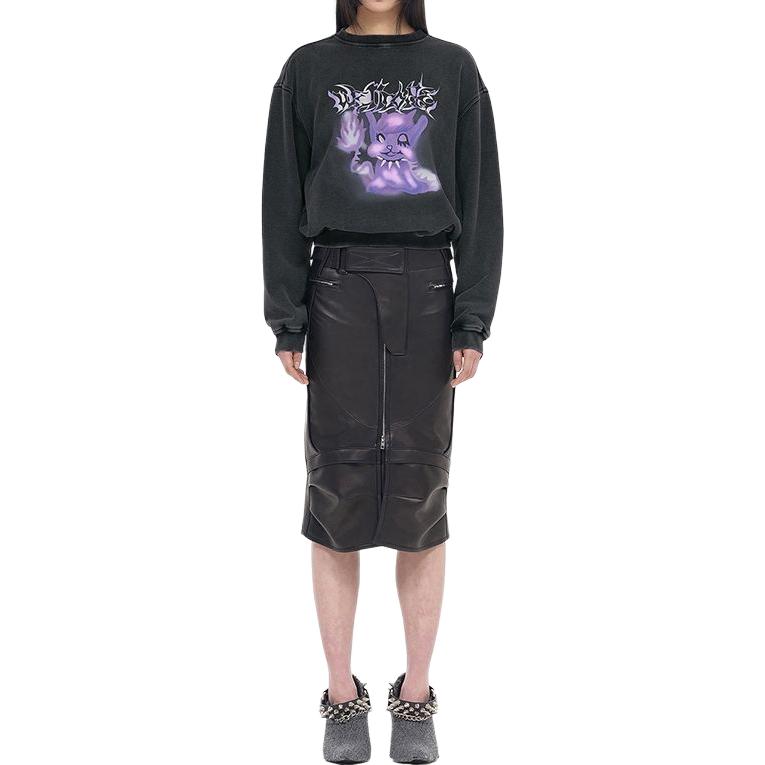 Lookbook WE11DONE 黑色中性印花Logo圓領長袖套頭衫 WD-TS3-23-804-U