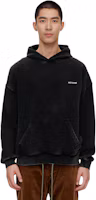 Shop WE11DONE Black Washed Logo Print Pullover Hoodie Long Sleeve. WD-TH2-24-809-U-BK