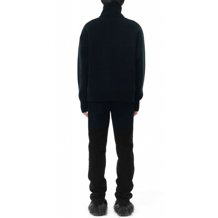 WE11DONE Black Wool Half-Zip Pullover Sweater with Chest Logo Unisex. WD-KO3-21-603-U-BK 圖 4