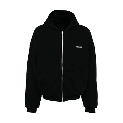 WE11DONE Black Zip-Up Jacket with Solid Color and Letter Print WD-TJ2-24-851-U-BK