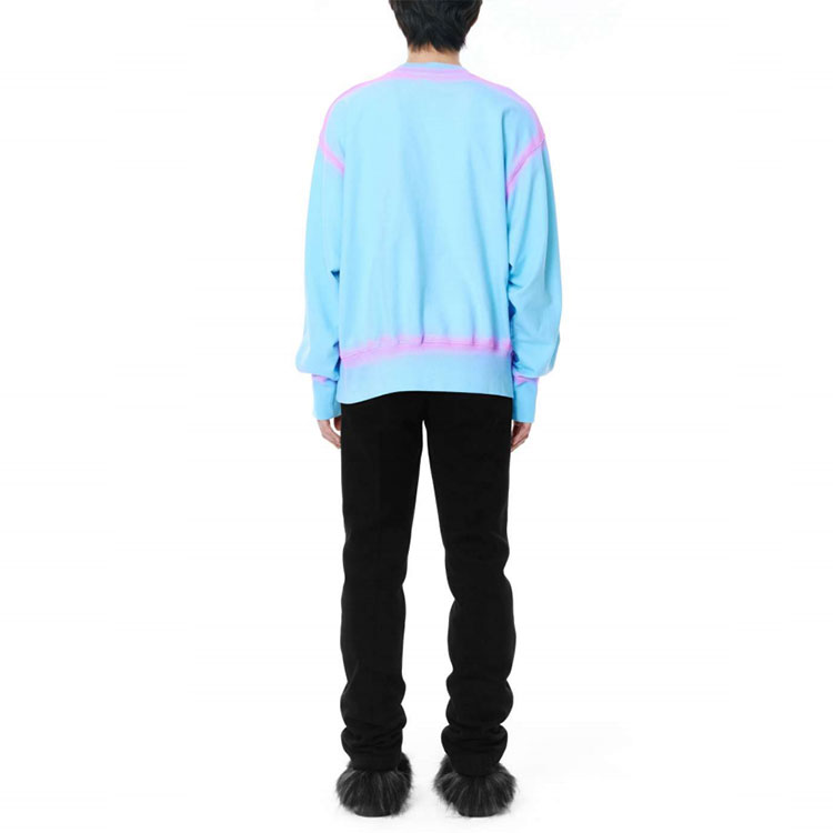 WE11DONE Blue Washed Studded Logo Print Unisex Pullover Sweatshirt WD-TS3-21-593-U-SK 圖 4