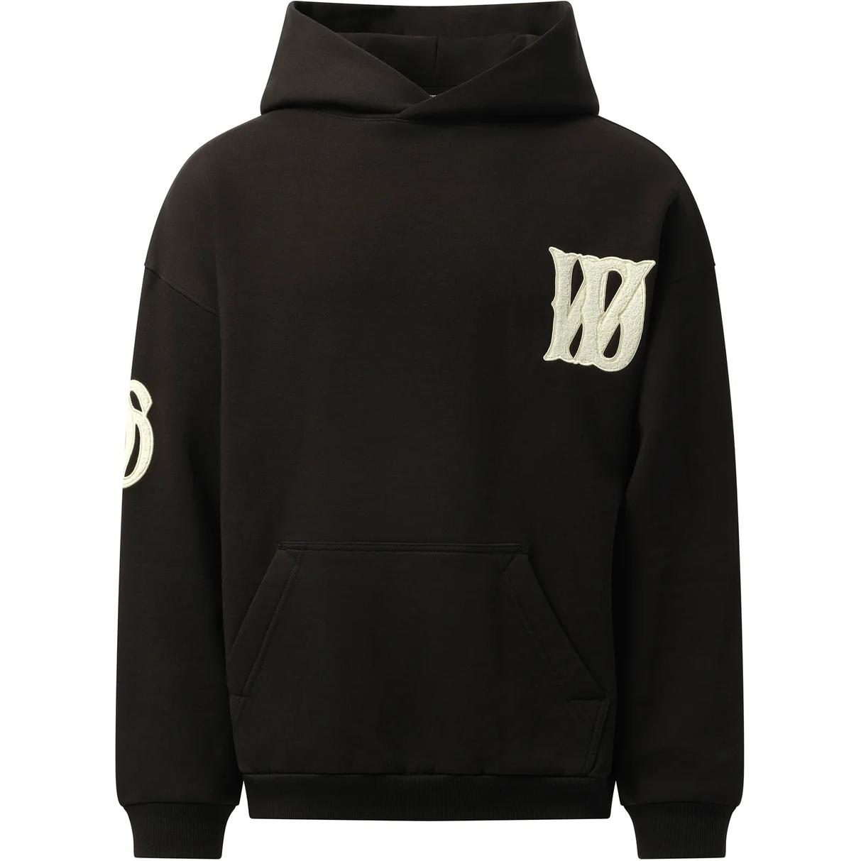 WE11DONE Boucle Letter Logo Hoodie Black Loose Fit Pullover WD-TH3-24-877-U-BK