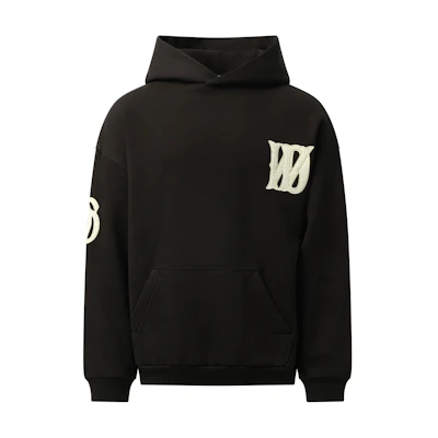 WE11DONE Boucle Letter Logo Hoodie Black Loose Fit Pullover WD-TH3-24-877-U-BK