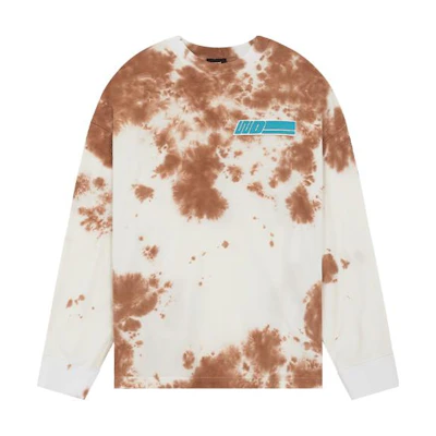 WE11DONE Brown Tie-Dye Logo Patch Long Sleeve Unisex T-Shirt Multicolor. WD-TT1-22-625-U-BR