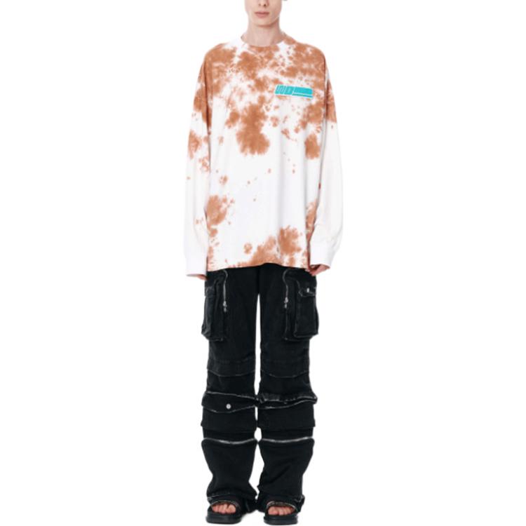 Shop WE11DONE 棕色綁染Logo徽章長袖男女T恤 多色款 WD-TT1-22-625-U-BR