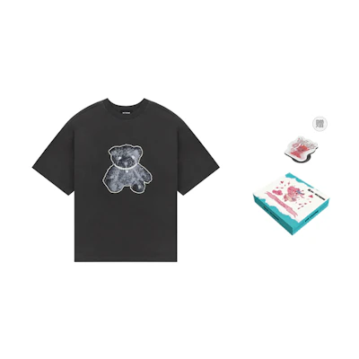 WE11DONE Cartoon Bear Graphic Pullover T-Shirt Unisex - Charcoal Grey WD-TT9-20-117-U-CH