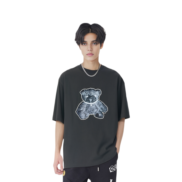 Purchase WE11DONE Cartoon Bear Graphic Pullover T-Shirt Unisex - Charcoal Grey WD-TT9-20-117-U-CH
