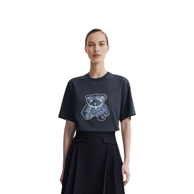 Sizing WE11DONE Cartoon Bear Graphic Pullover T-Shirt Unisex - Charcoal Grey WD-TT9-20-117-U-CH