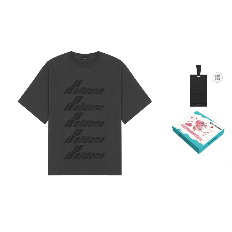 WE11DONE Charcoal Logo Print Unisex Oversized T-Shirt with Gift Box WD-TP6-20-074-U-CH