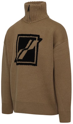 WE11DONE 胸口標誌拼接半拉鍊毛衣 男女同款 深棕色 WD-KO3-21-603-U-BR Lookbook WE11DONE 胸口標誌拼接半拉鍊毛衣 男女同款 深棕色 WD-KO3-21-603-U-BR