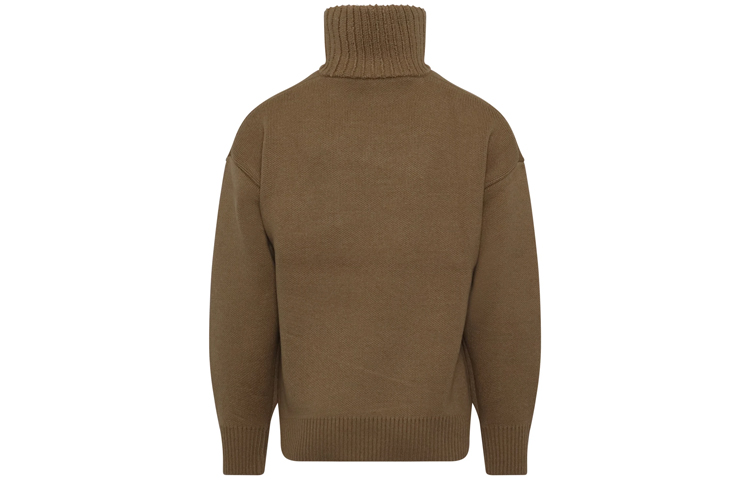 Shop WE11DONE 胸口標誌拼接半拉鍊毛衣 男女同款 深棕色 WD-KO3-21-603-U-BR