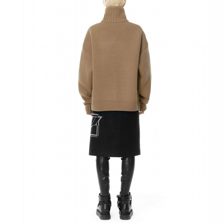 Details for WE11DONE 胸口標誌拼接半拉鍊毛衣 男女同款 深棕色 WD-KO3-21-603-U-BR