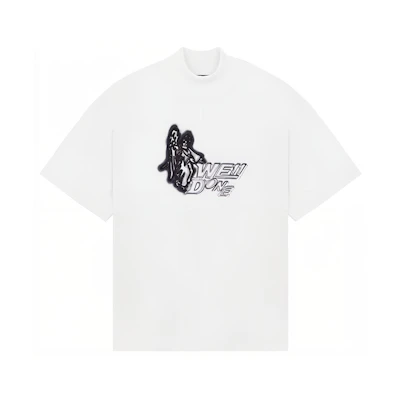 WE11DONE Chest Logo Printed High-Neck Short-Sleeve Unisex T-Shirt WD-TT1-22-560-U-WH