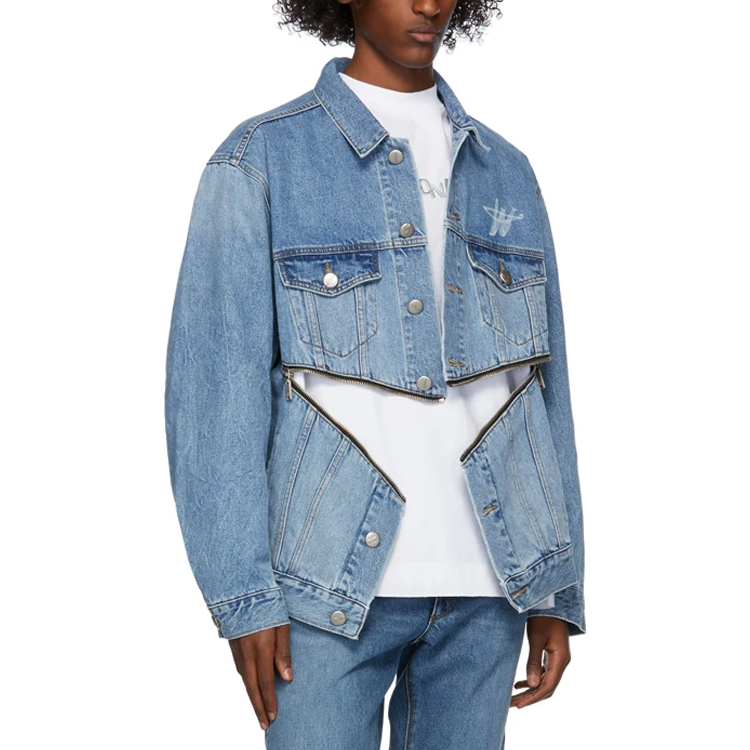 Shop WE11DONE 經典 "WD" 標誌藍色丹寧外套 男女款 WD-DJ6-20-060-U-BL