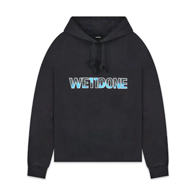 WE11DONE Classic Black Pullover Hoodie with Chest Logo Unisex. WD-TP5-19-500-BK