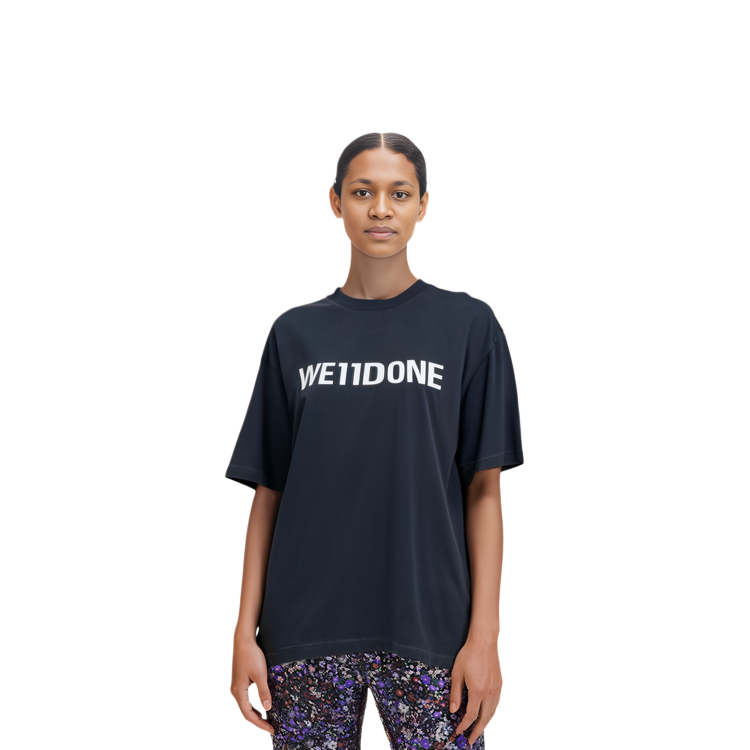 Shop WE11DONE 經典大Logo印花中性灰色圓領T恤. WD-TT3-22-841-U-CH
