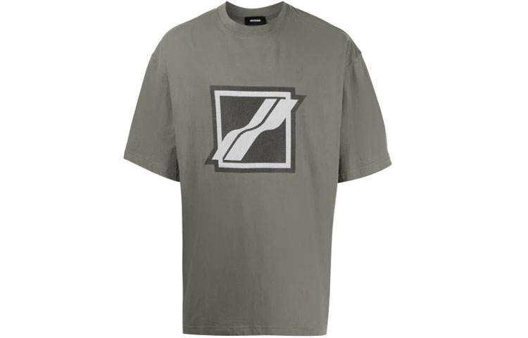 WE11DONE Classic Lightning Logo Print Olive Green Unisex T-Shirt. WD-TT1-21-539-U-KK