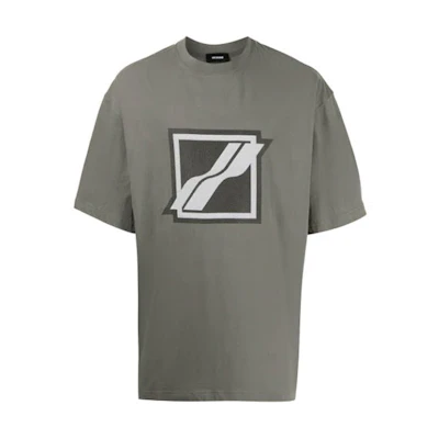 WE11DONE Classic Lightning Logo Print Olive Green Unisex T-Shirt. WD-TT1-21-539-U-KK